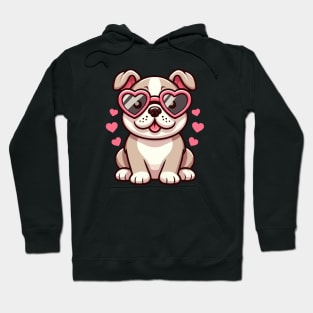 Cute bulldog with heart glasses Hoodie